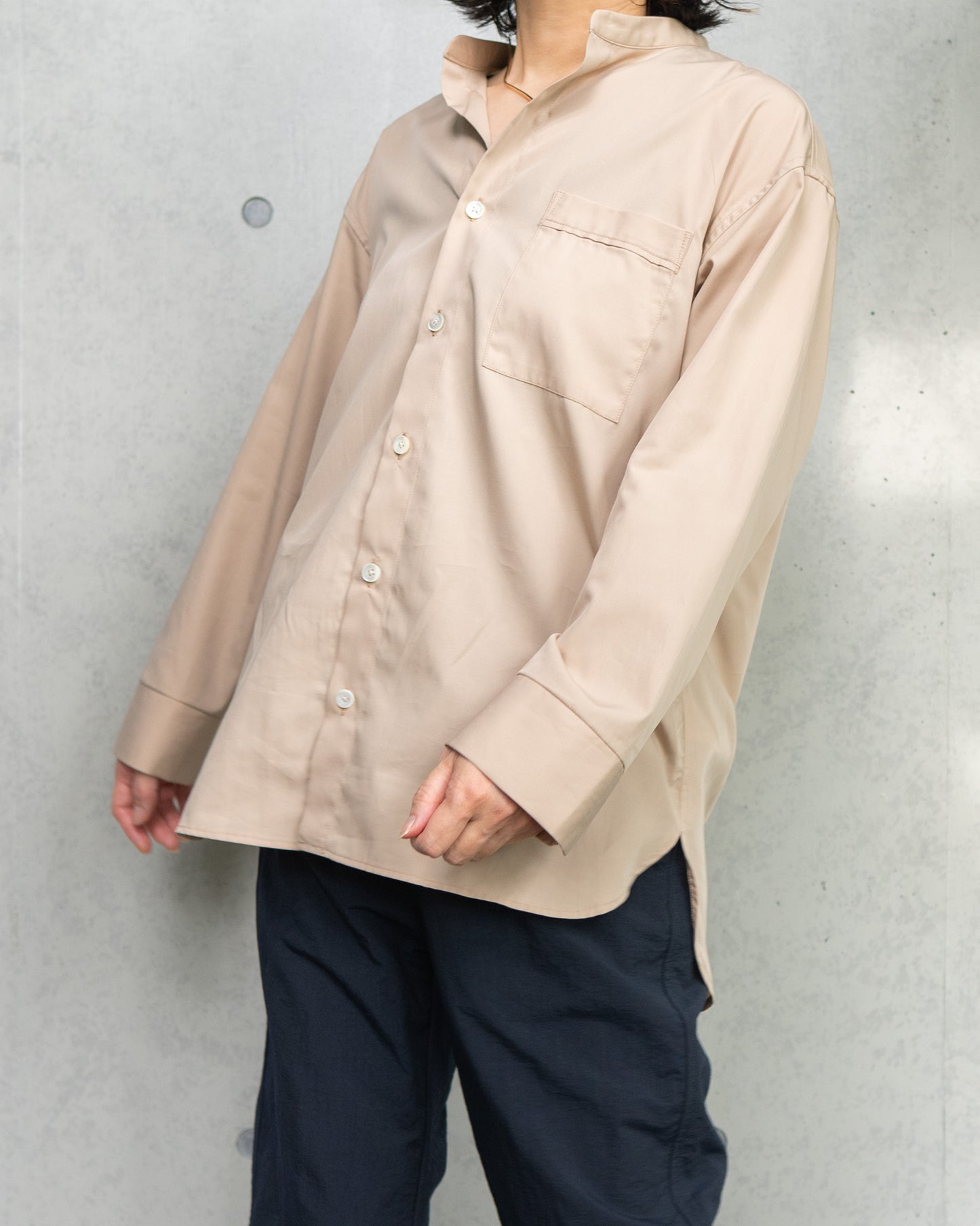 his shirt-beige