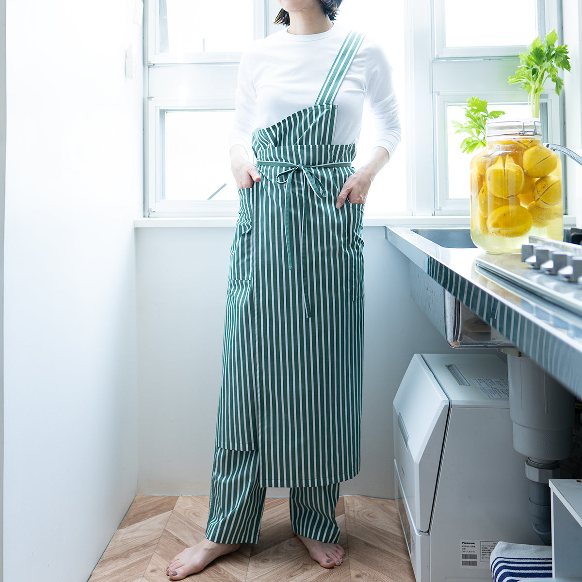 one mile apron Ⅱ-green stripe