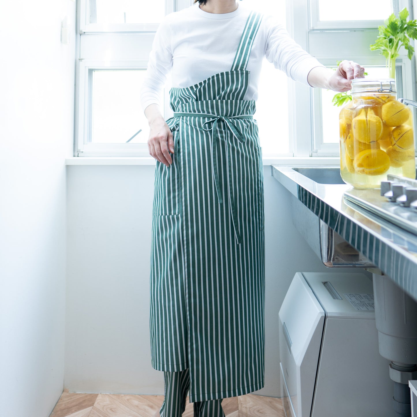 one mile apron Ⅱ-green stripe