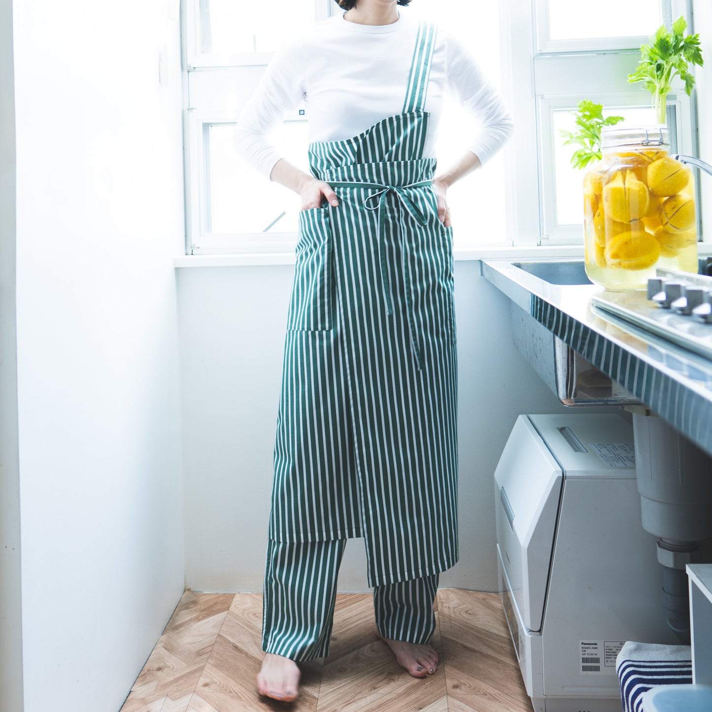 one mile apron Ⅱ-green stripe