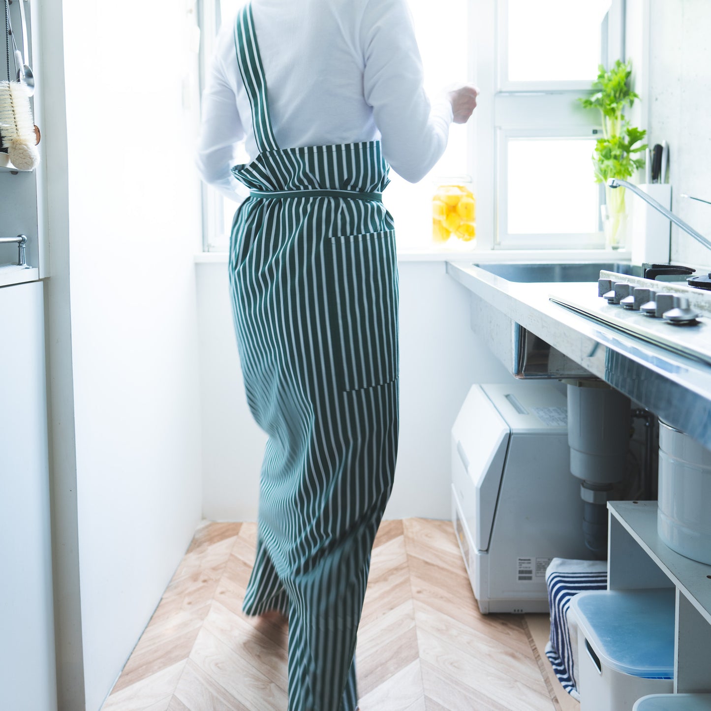one mile apron Ⅱ-green stripe