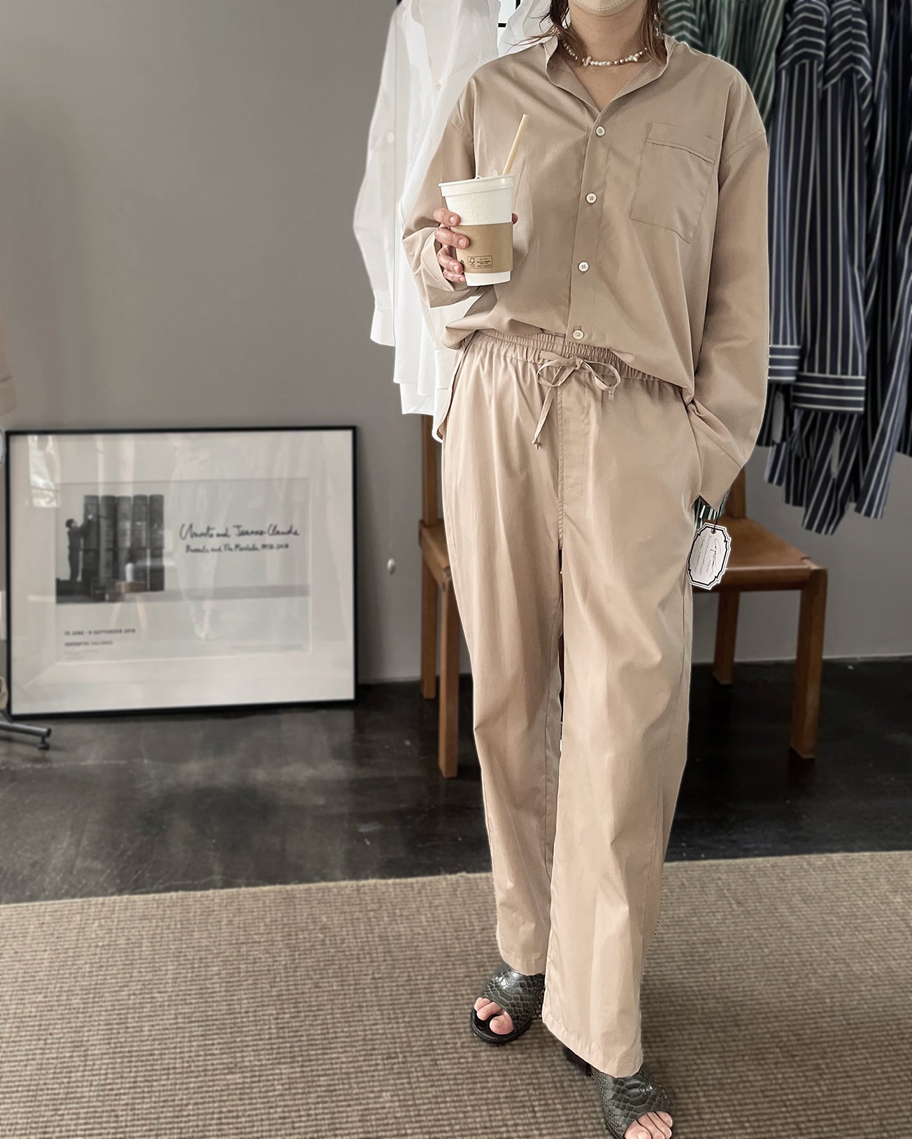 his pants-beige
