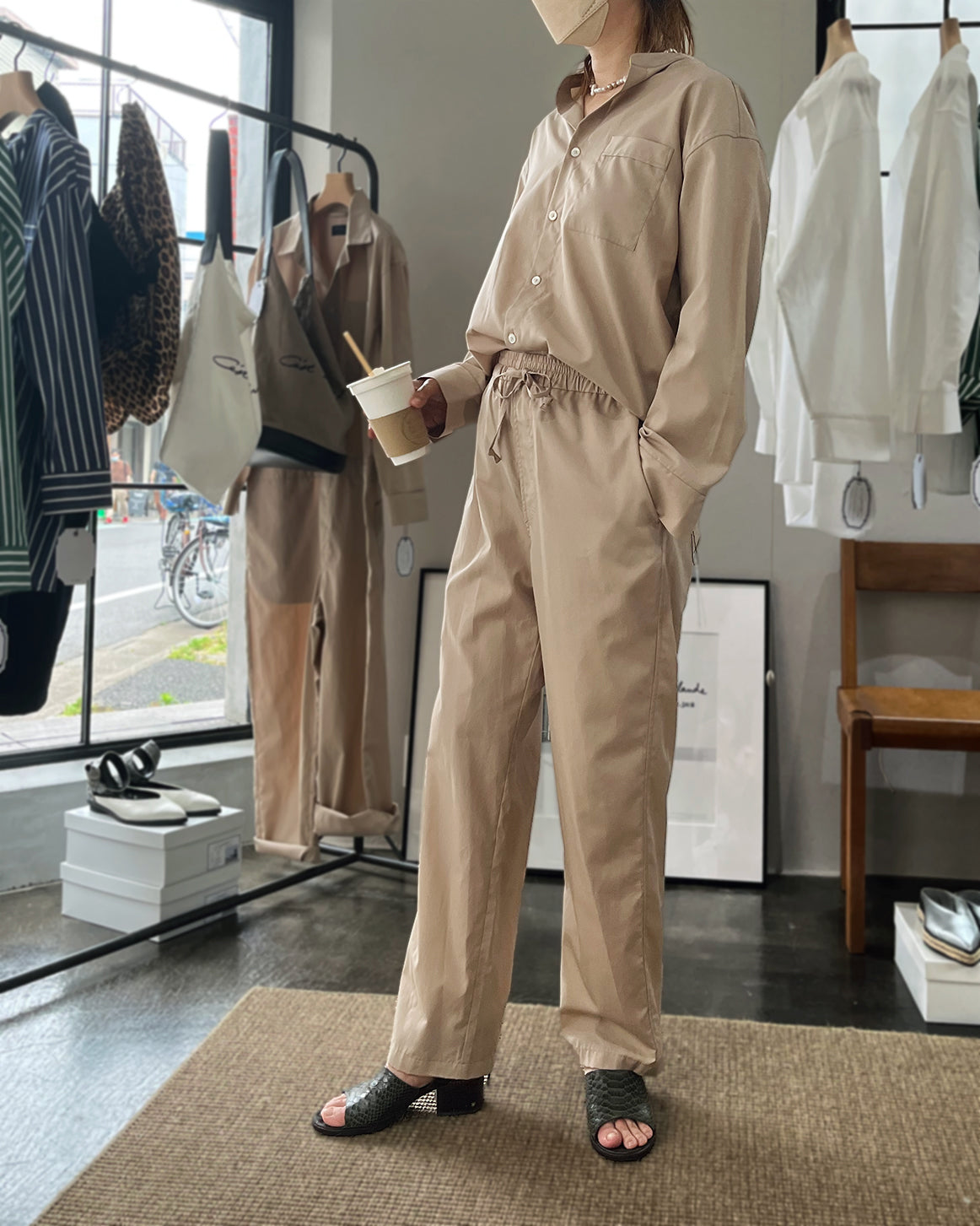 his pants-beige