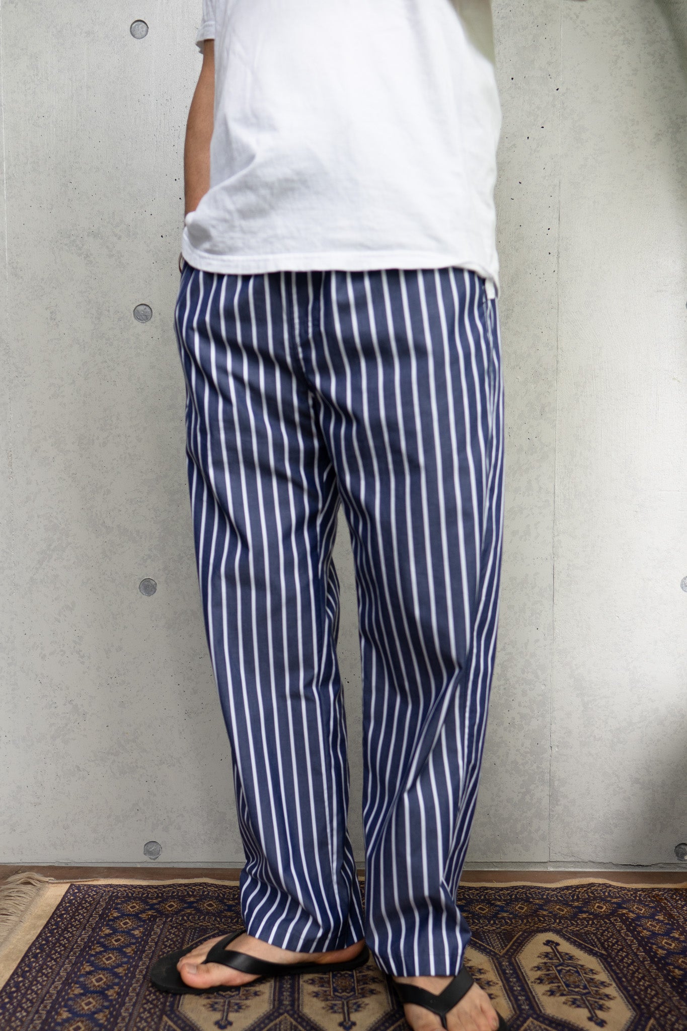 his pants-navy stripe