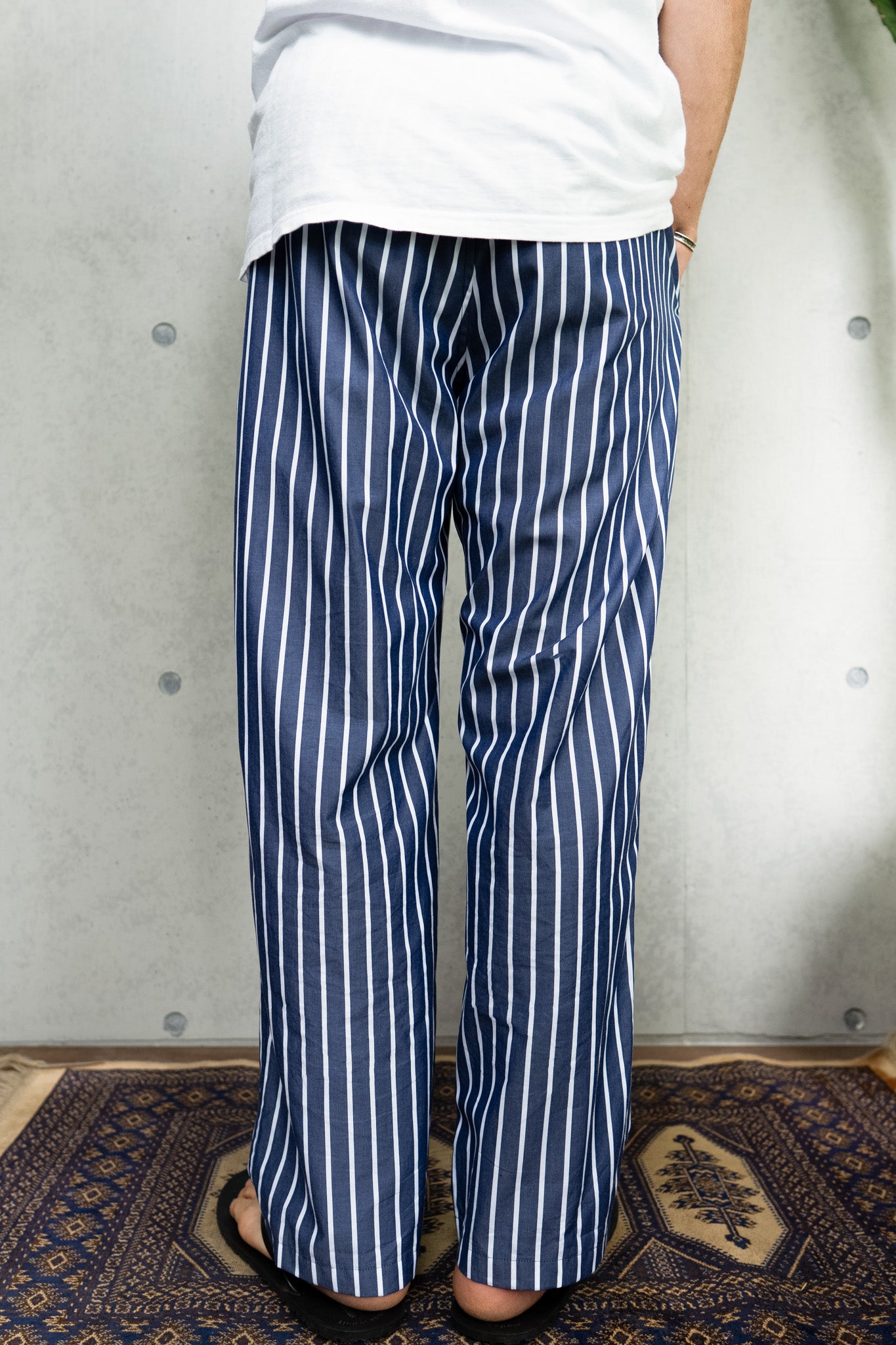 his pants-navy stripe