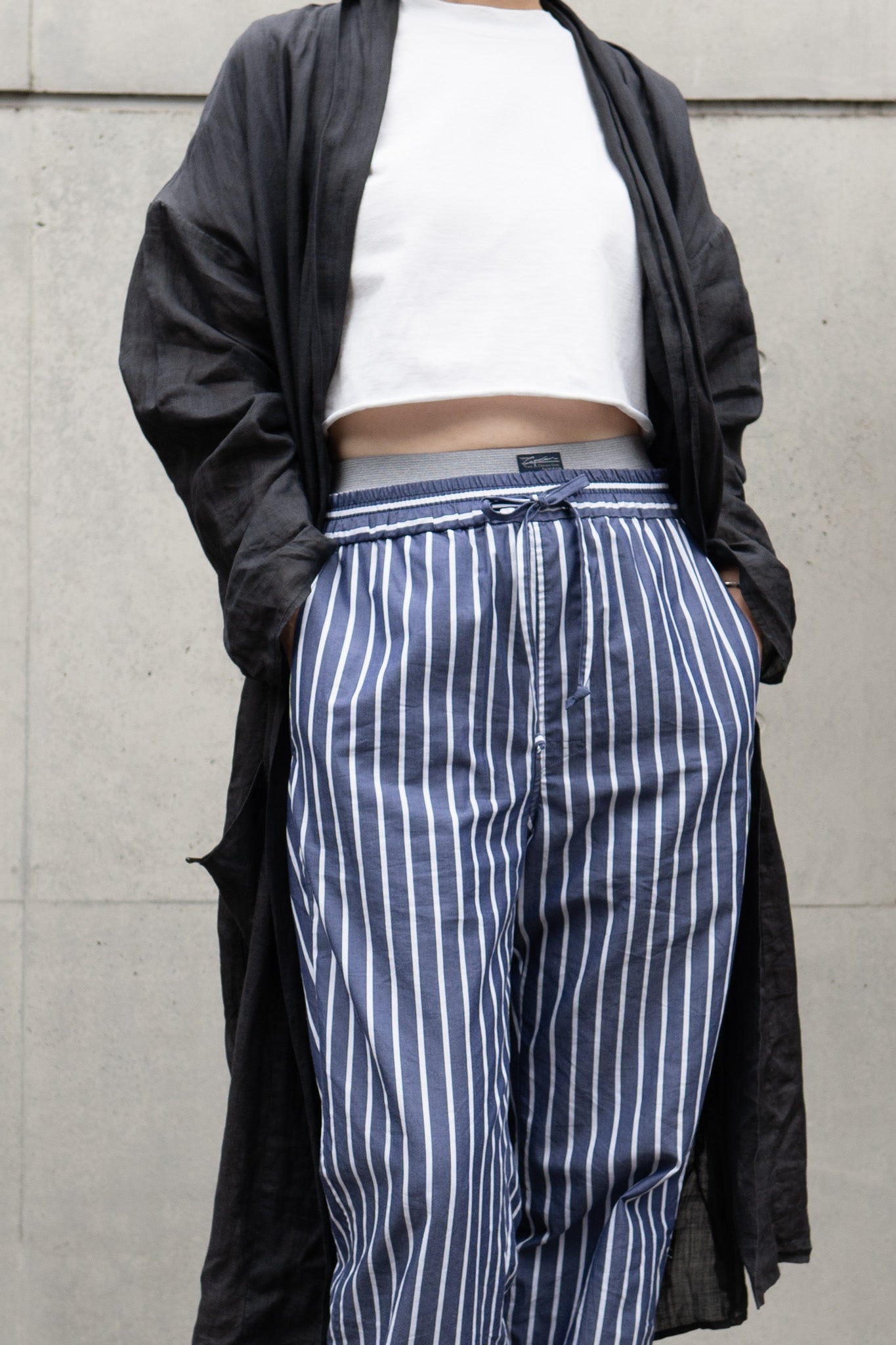 his pants-navy stripe