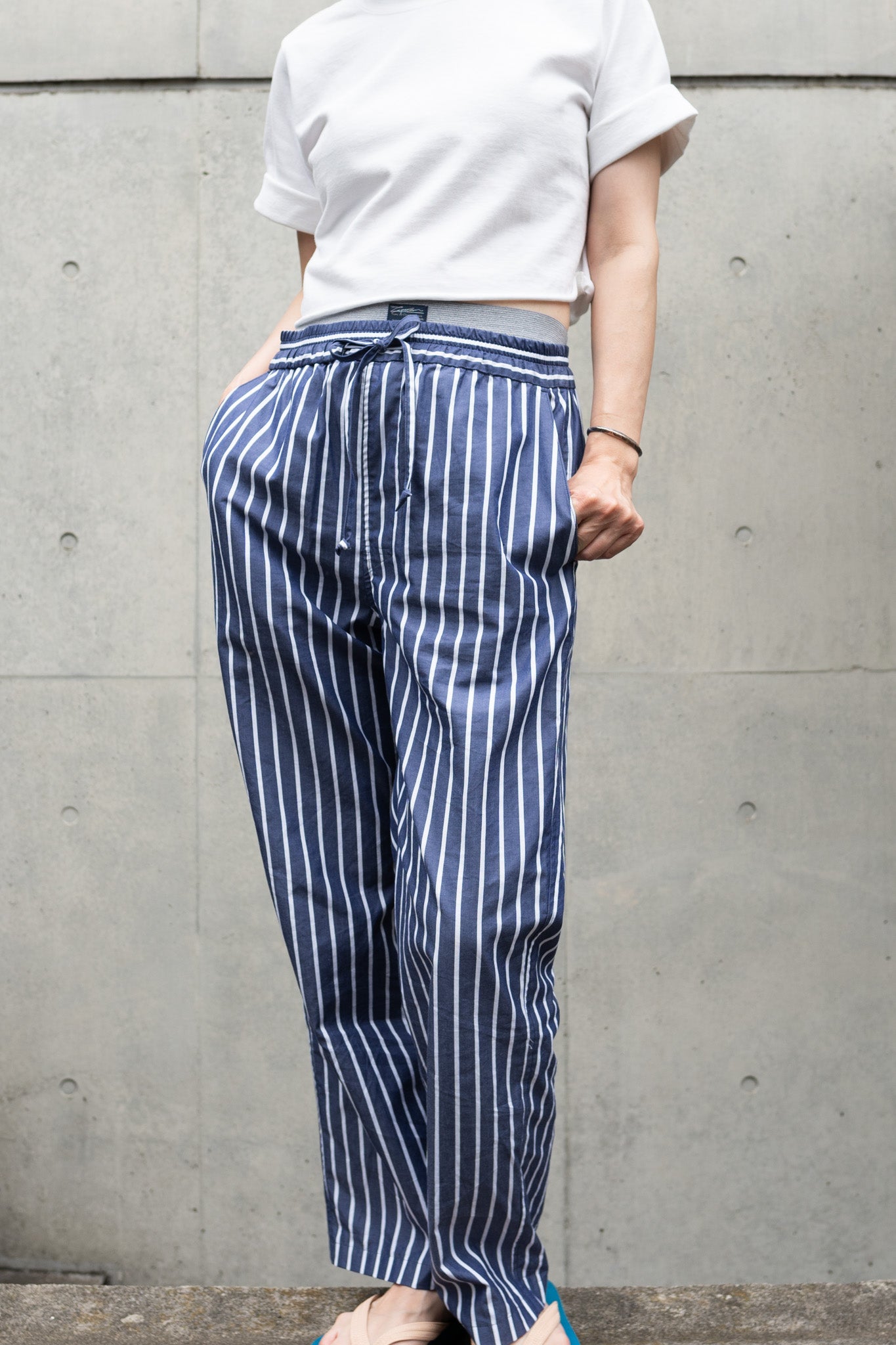 his pants-navy stripe