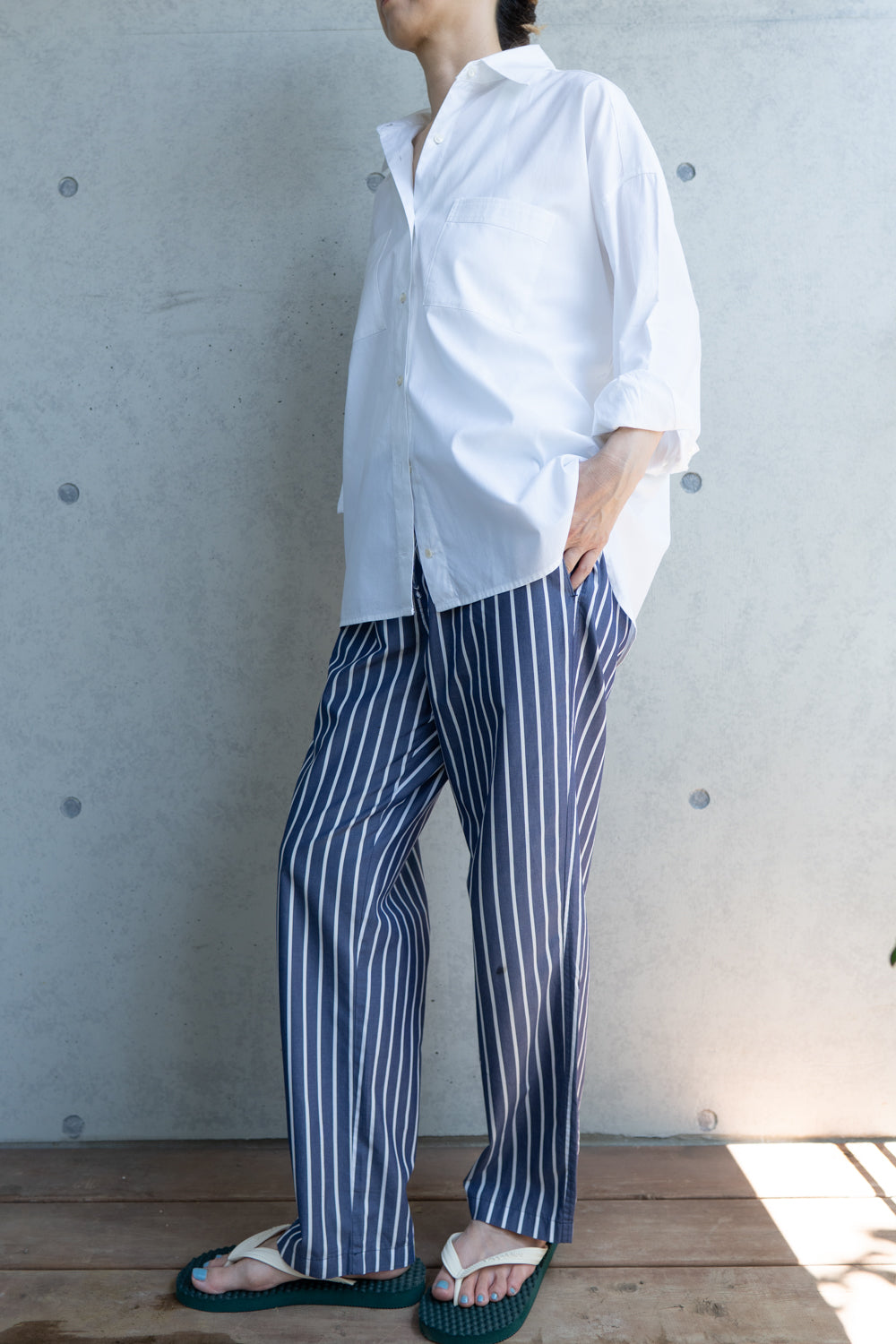 his pants-navy stripe