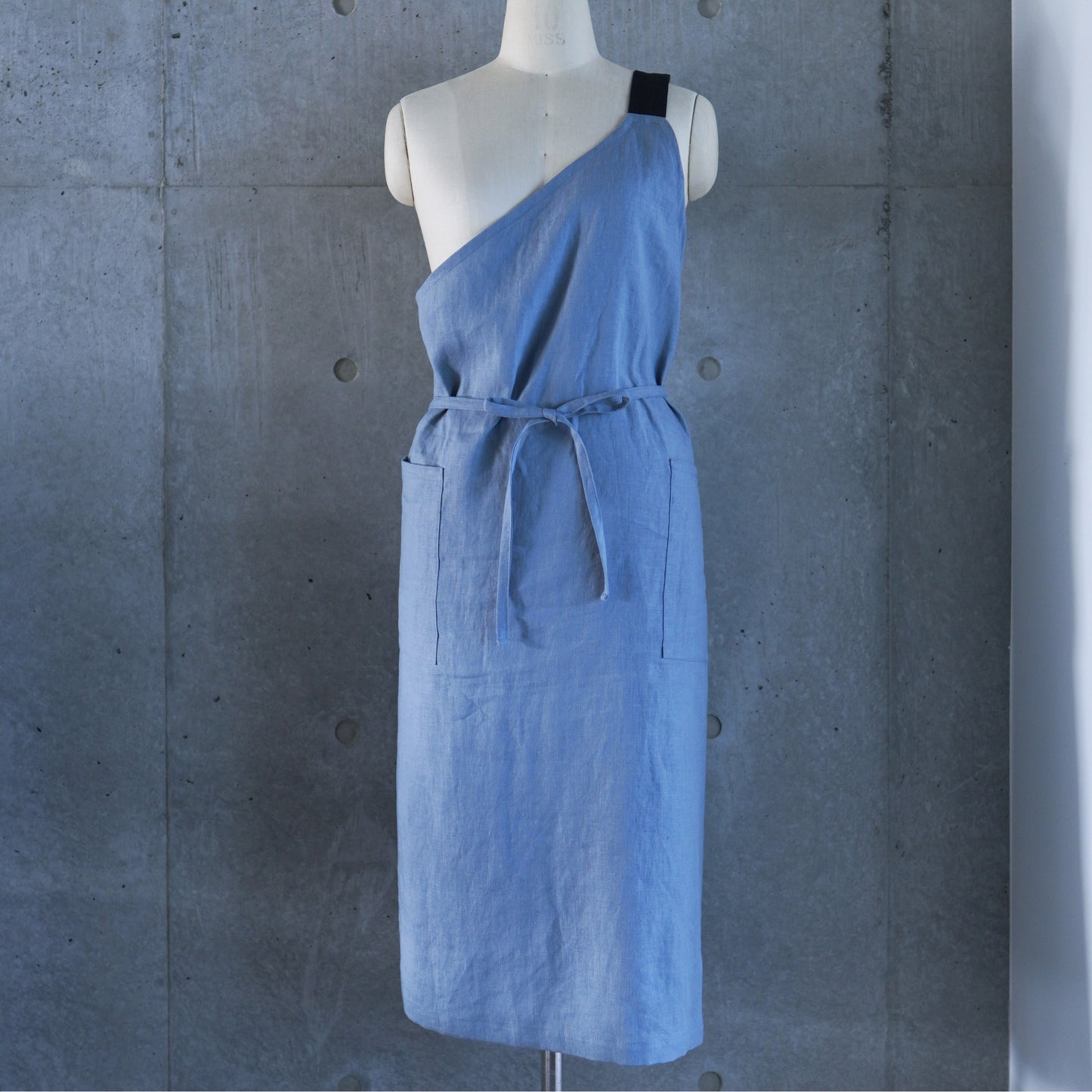 one mile apron-linen blue