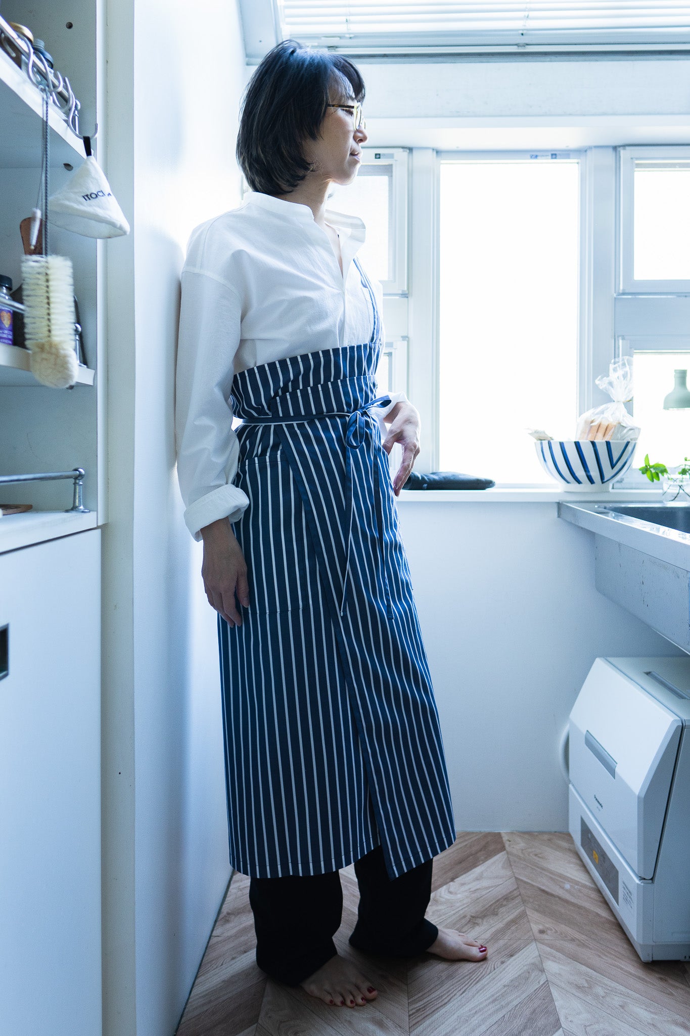 one mile apron Ⅱ-blue stripe