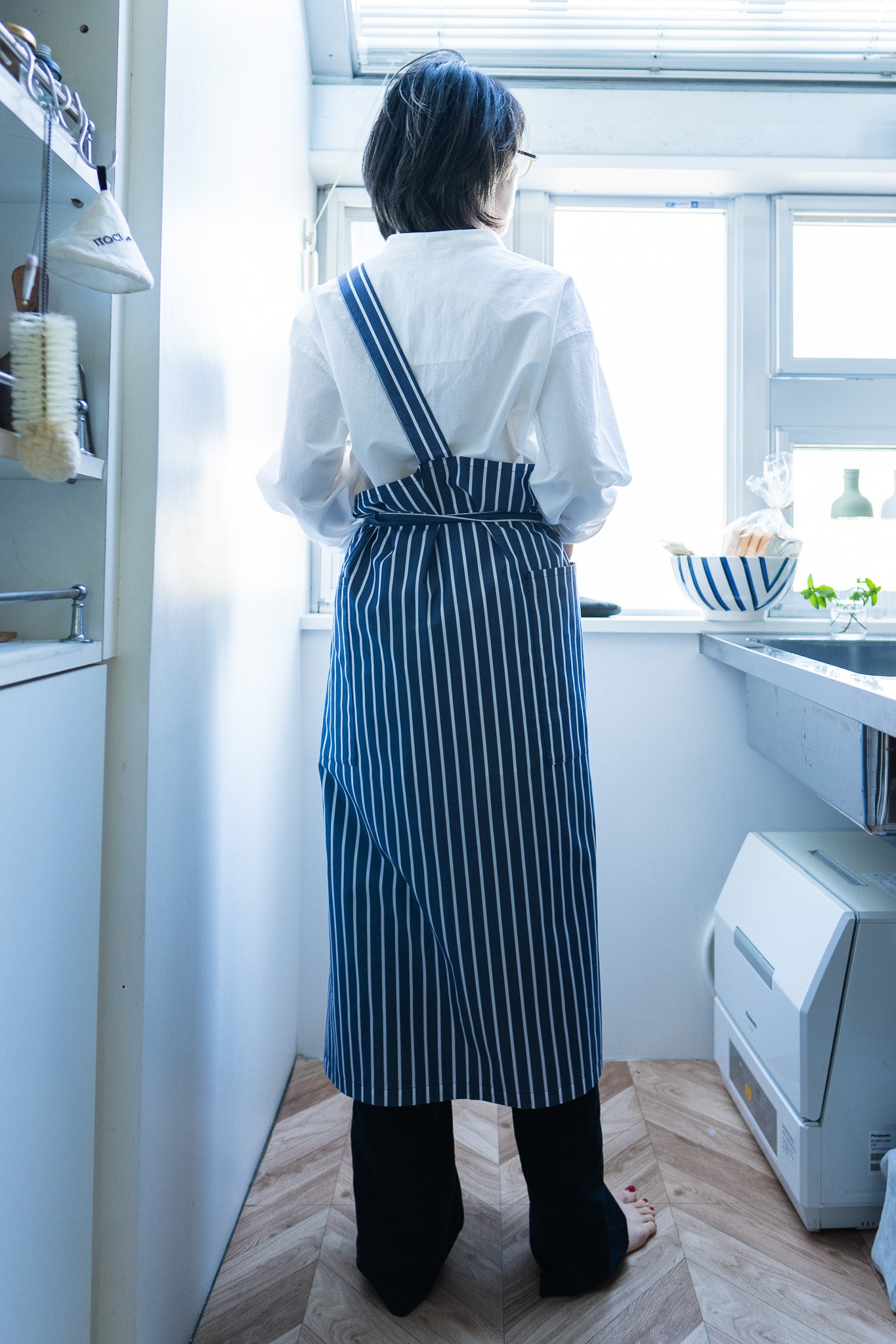 one mile apron Ⅱ-blue stripe