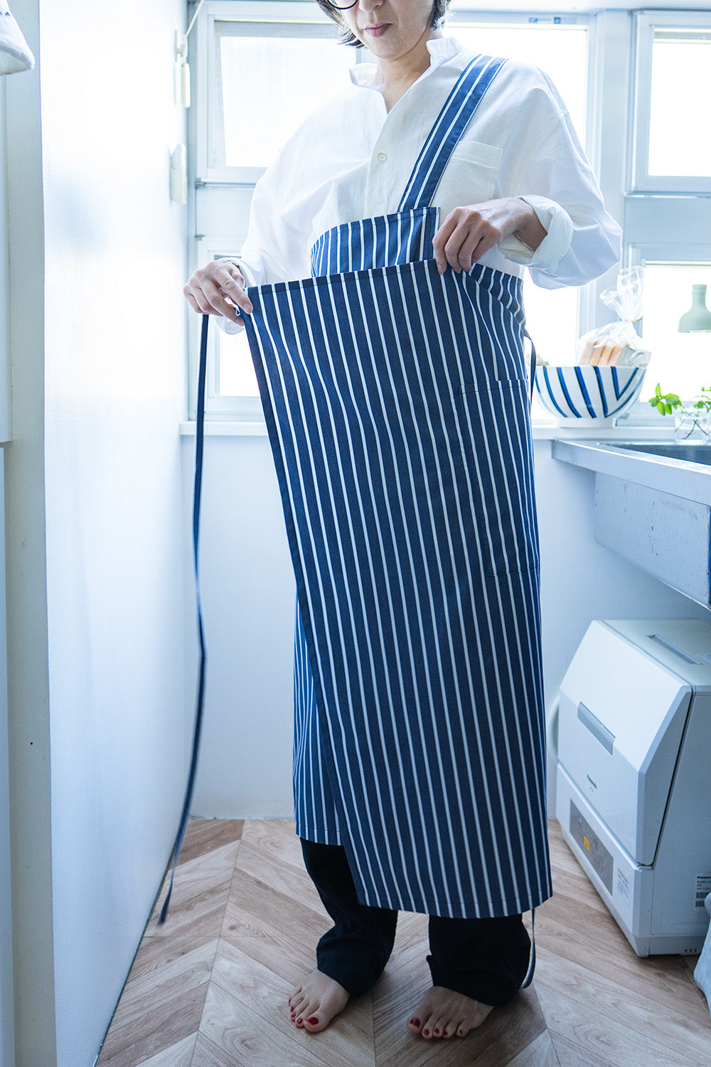 one mile apron Ⅱ-blue stripe