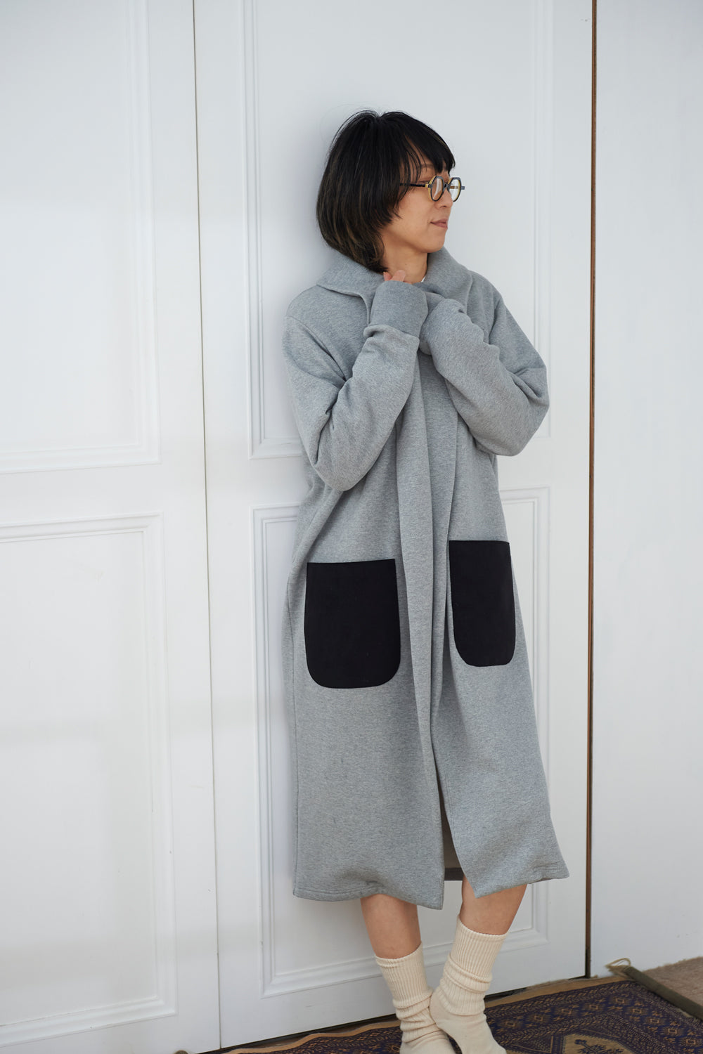 ぬくもりrobe-bicolor / top gray