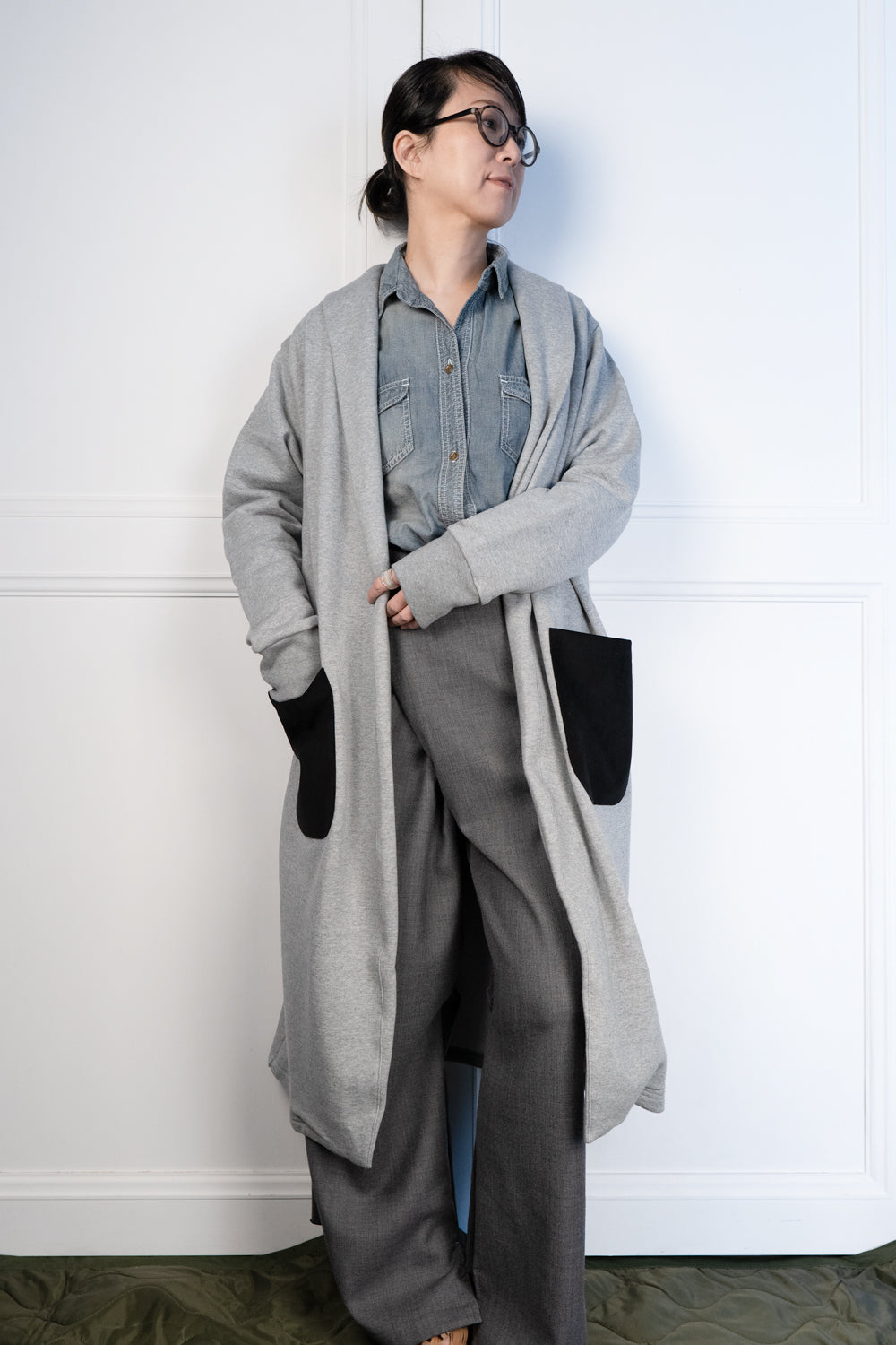 ぬくもりrobe-bicolor / top gray